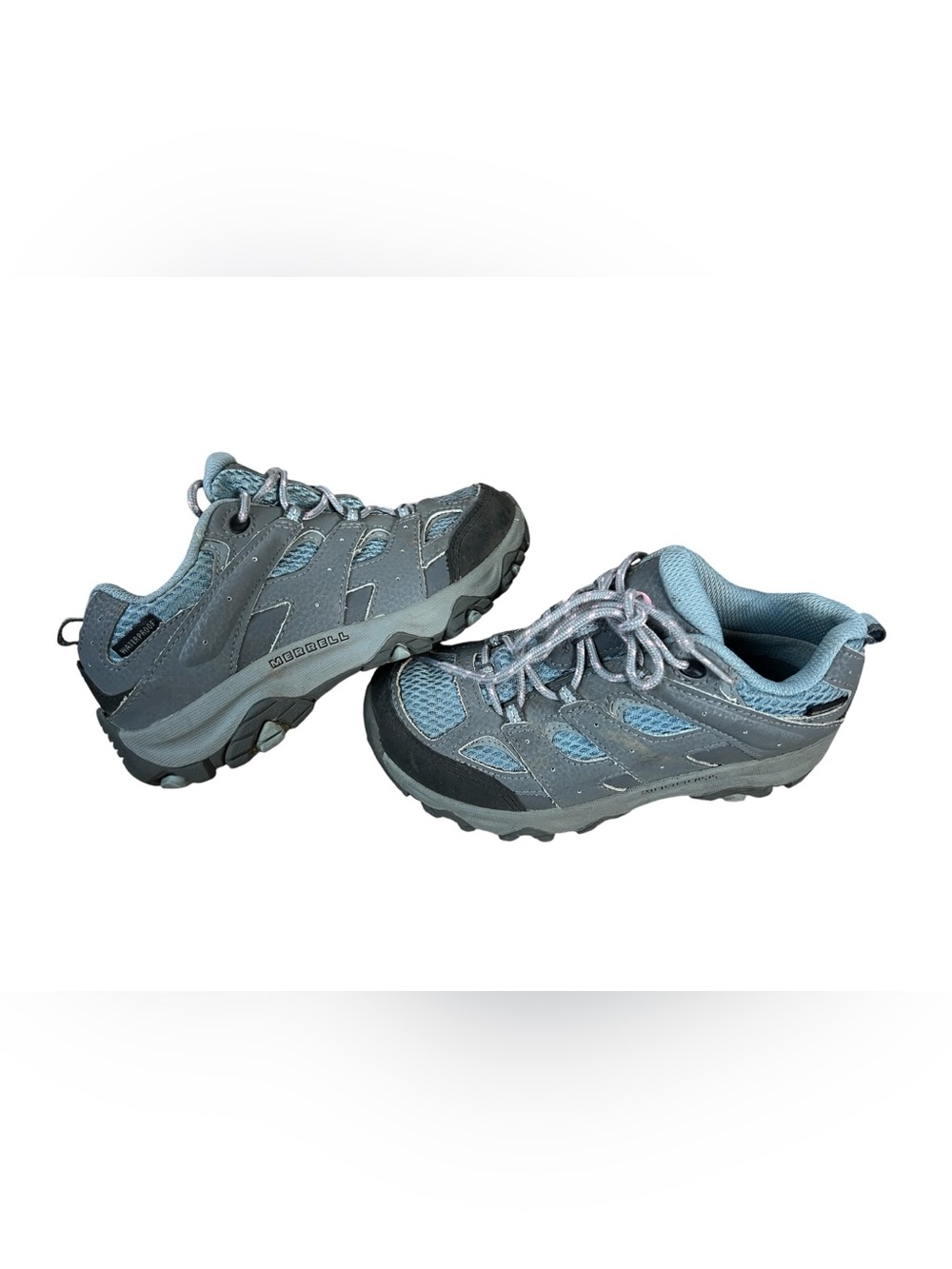 Merrell Kid’s Gray and Light Blue Low Profile Hiking Shoes